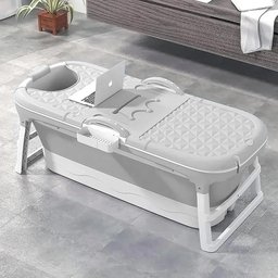 Banheira Ofurô Dobrável Portátil Adulto Cinza 117 Cm com Suporte Vg+ - 5