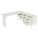 Ver imagem 6 de Escrivaninha Mesa de Escritório de Canto 3 Gavetas Branca Lisboa Madesa