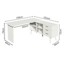 Ver imagem 4 de Escrivaninha Mesa de Escritório de Canto 3 Gavetas Branca Lisboa Madesa