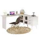 Ver imagem 3 de Escrivaninha Mesa de Escritório de Canto 3 Gavetas Branca Lisboa Madesa