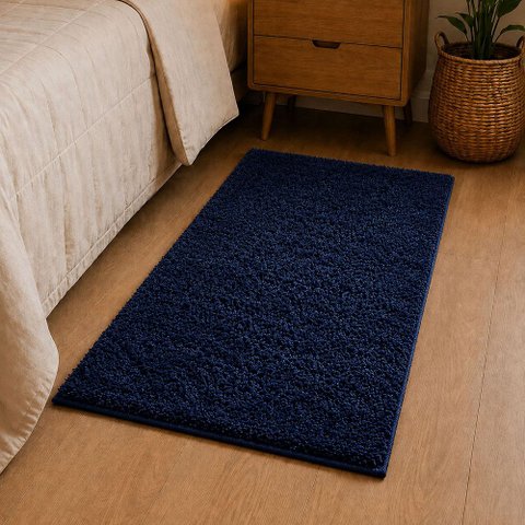 Tapete para Quarto Milano Soft 0.50x1.00 Antiderrapante:Azul Marinho