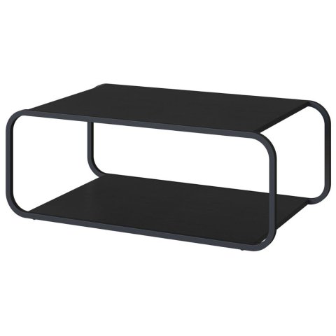 Mesa de Centro Orgânica Luna Artesano 80 cm (Larg) em MDP Nero com Estrutura Metal Preto