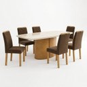 Ver imagem 3 de Conjunto de Mesa de Jantar 6 Lugares Diana 180x90cm com Cadeiras Carol Cinamomo e Off White