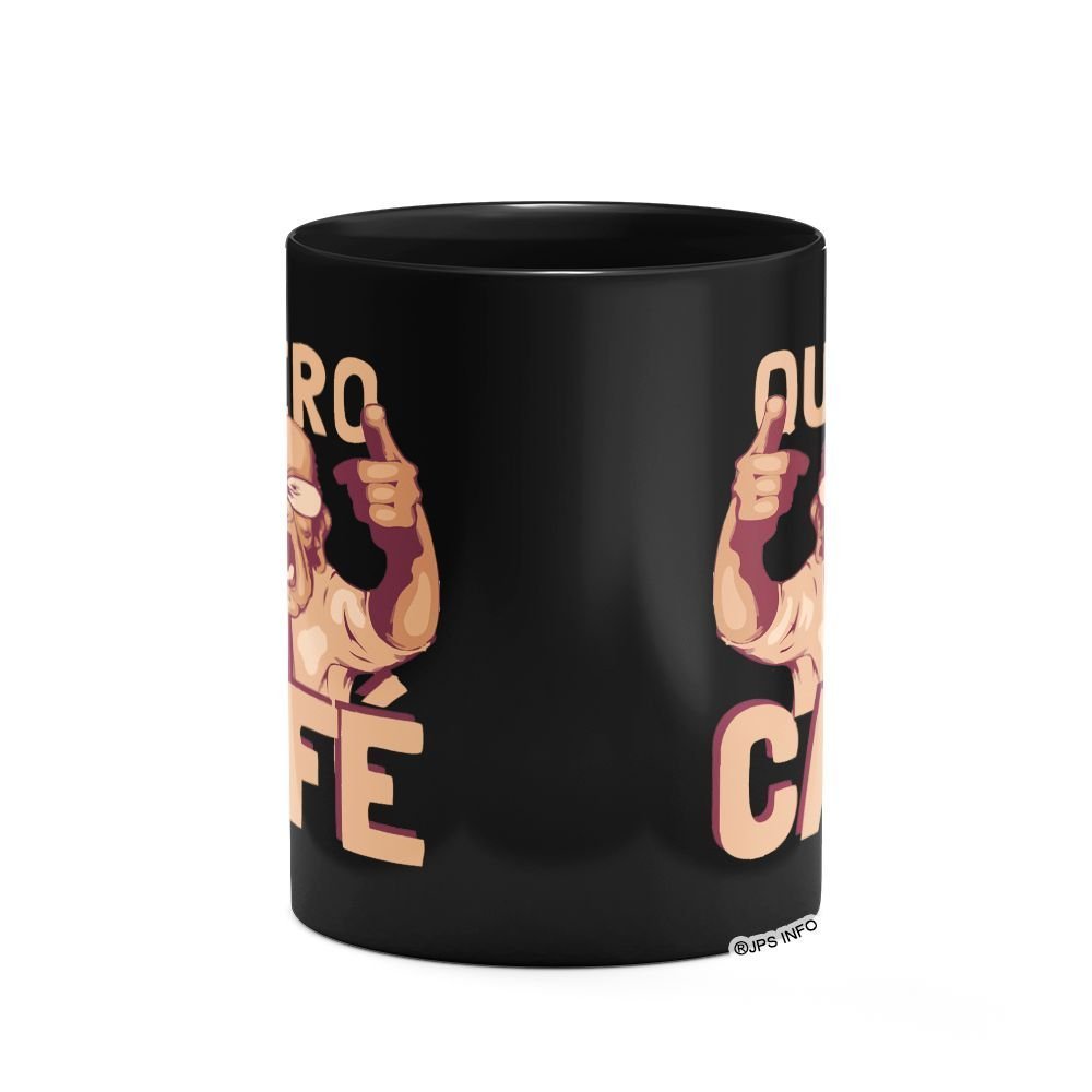 Caneca Divertida - Quero Café Meme - Preta - 6