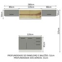 Ver imagem 4 de Armário de Cozinha Compacta 280cm Branco/Cinza Agata Madesa 03