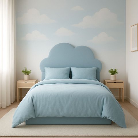 Cabeceira de Cama Box Estofada 100 Cm Solteiro Decoração Nuvem Boucle