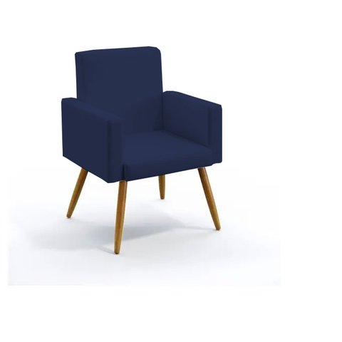 Poltrona Nina Decorativa Suede Azul Marinho para Escritorio, Sala Salão Biselos-decor