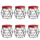Ver imagem 1 de Kit 6 Puffs Vanessa Decorativos Aramado Preto - Assento Vermelho
