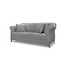 Sofá 3 Lugares 2,00 M Linho Cinza Com Pés De Madeira E 2 Almofadas Antibes Zahav Estofados - 6