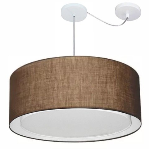 Lustre Pendente Cilíndrico Com Desvio de Centro Vivare Md-4318 Cúpula em Tecido 60x30cm - Bivolt - C