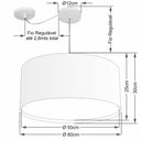 Ver imagem 2 de Lustre Pendente Cilíndrico Com Desvio de Centro Vivare Md-4318 Cúpula em Tecido 60x30cm - Bivolt - C