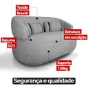 Ver imagem 5 de Poltrona Namoradeira 2 Lugares Orgânica Chloe Boucle Cinza com Almofada Plumante - Arkell