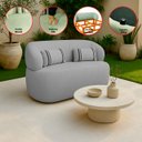 Ver imagem 3 de Poltrona Namoradeira 2 Lugares Orgânica Chloe Boucle Cinza com Almofada Plumante - Arkell