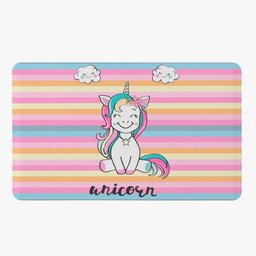 Tapete para Quarto Infantil Estampado Unicórnio Listrado 60cm X 40cm - Base Antiderrapante - 2