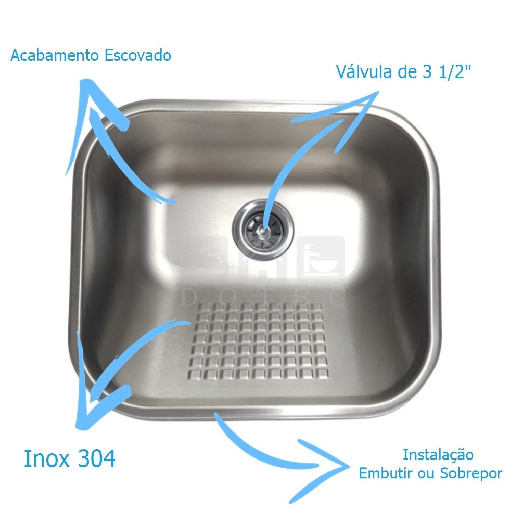 Mini Tanque Inox 40x34x20cm 18l Escovado com Valvula e Sifao - 3