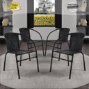 Ver imagem 2 de Conjunto 4 Cadeiras Happy Hour Varanda Área Sacada Edícula Empilhável Jardim Artesanal Preta