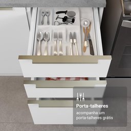 Armário de Cozinha Completa 566cm Branco/banco Veludo Lux Madesa 01 - 9