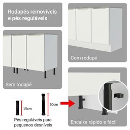 Armário de Cozinha Completa 566cm Branco/banco Veludo Lux Madesa 01 - 11