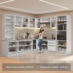 Armário de Cozinha Completa 566cm Branco/banco Veludo Lux Madesa 01 - 6