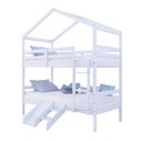 Ver imagem 1 de Beliche Solteiro Casinha com Kit Escada/Escorregador Madeira Maciça Branco Megamobilia