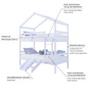 Ver imagem 4 de Beliche Solteiro Casinha com Kit Escada/Escorregador Madeira Maciça Branco Megamobilia