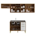 Ver imagem 3 de Cozinha Compacta Modulada com 6 Portas e 3 Gavetas Domus Espresso Móveis Branco/Nogal