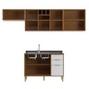 Ver imagem 4 de Cozinha Compacta Modulada com 6 Portas e 3 Gavetas Domus Espresso Móveis Branco/Nogal