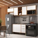 Ver imagem 1 de Cozinha Compacta Modulada com 6 Portas e 3 Gavetas Domus Espresso Móveis Branco/Nogal