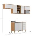 Ver imagem 2 de Cozinha Compacta Modulada com 6 Portas e 3 Gavetas Domus Espresso Móveis Branco/Nogal