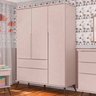 Guarda-Roupa Infantil Melinda Rosê 100% MDF 3 Portas e 2 Gavetas - Phoenix Baby - 1