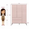 Guarda-Roupa Infantil Melinda Rosê 100% MDF 3 Portas e 2 Gavetas - Phoenix Baby - 3