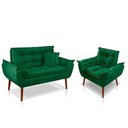 Ver imagem 1 de Kit 01 Poltrona Opala + 01 Namoradeira Opala + 02 Almofadas Suede Verde