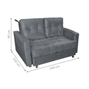 Ver imagem 2 de Sofá-Cama Verona Chumbo em Veludo 140cm com Abertura Frontal para Sala e Quarto