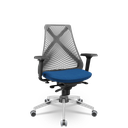 Ver imagem 1 de Cadeira Bix X+ Plaxmetal Tela Cinza Base Cromada Slider Assento Azul T12 Crepe