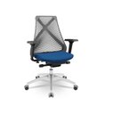Ver imagem 1 de Cadeira Bix X+ Plaxmetal Tela Cinza Base Cromada Assento Azul T12 Crepe