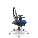 Ver imagem 2 de Cadeira Bix X+ Plaxmetal Tela Cinza Base Cromada Slider Assento Azul T12 Crepe