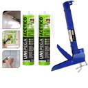 Ver imagem 1 de Kit Aplicador de Silicone + 2 Silicone Acético Branco 280ml Unipega Adesivo Vedação para Pia, Box e 