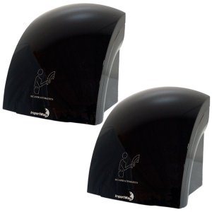2 Secadores de Mãos Automático 12 M/s Elétrico 1500w Sensor Banheiro Preto 220v Importway