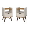 Conjunto 2 Mesa de Cabeceira Alice (off White/freijó) - 1