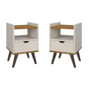 Ver imagem 1 de Conjunto 2 Mesa de Cabeceira Alice (off White/freijó)