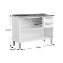 Ver imagem 3 de Balcão de Cozinha Evidence 7025 c/ Pia 3 Portas e 2 Gavetas 120cm Branco/Preto - Bertolini