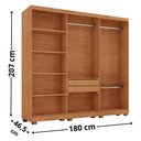 Ver imagem 2 de Guarda-Roupa Casal 100% MDF 6 Portas e 2 Gavetas com Pés 180cm Multimóveis CR35507 Madeirado/Off
