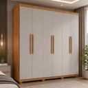 Ver imagem 3 de Guarda-Roupa Casal 100% MDF 6 Portas e 2 Gavetas com Pés 180cm Multimóveis CR35507 Madeirado/Off