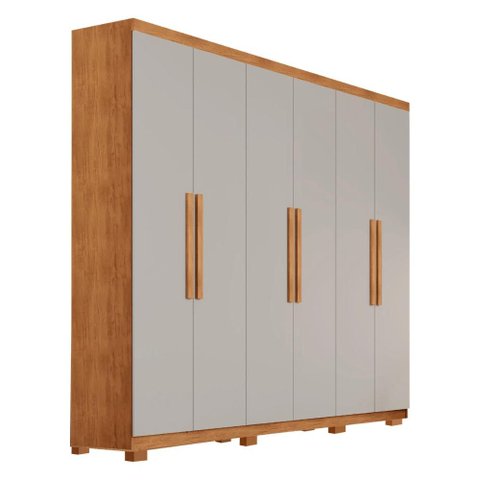 Guarda-Roupa Casal 100% MDF 6 Portas e 2 Gavetas com Pés 180cm Multimóveis CR35507 Madeirado/Off
