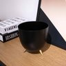Cachepot de Metal Preto e Pés Dourado 17cm - D'Rossi - 2