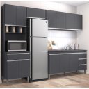 Ver imagem 1 de Cozinha Modulada 4 Peças Andréia 280 Cm Cinza com Tampo Ajl