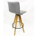 Ver imagem 5 de Kit 3 Banquetas Decorativa Jaque Gomos Linho Cinza Base Giratória Madeira - Poltronas do Sul