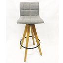 Ver imagem 2 de Kit 3 Banquetas Decorativa Jaque Gomos Linho Cinza Base Giratória Madeira - Poltronas do Sul