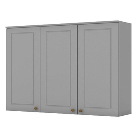 Armário Aéreo 3 Portas 120 Cm Americana Cinza – Henn