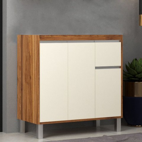 Gabinete de Banheiro 80cm sem Lavatório Ref 870 Cewal - Amendoa/off White